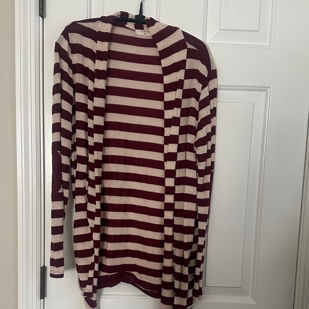 Striped Burgundy and Cream Cardigan